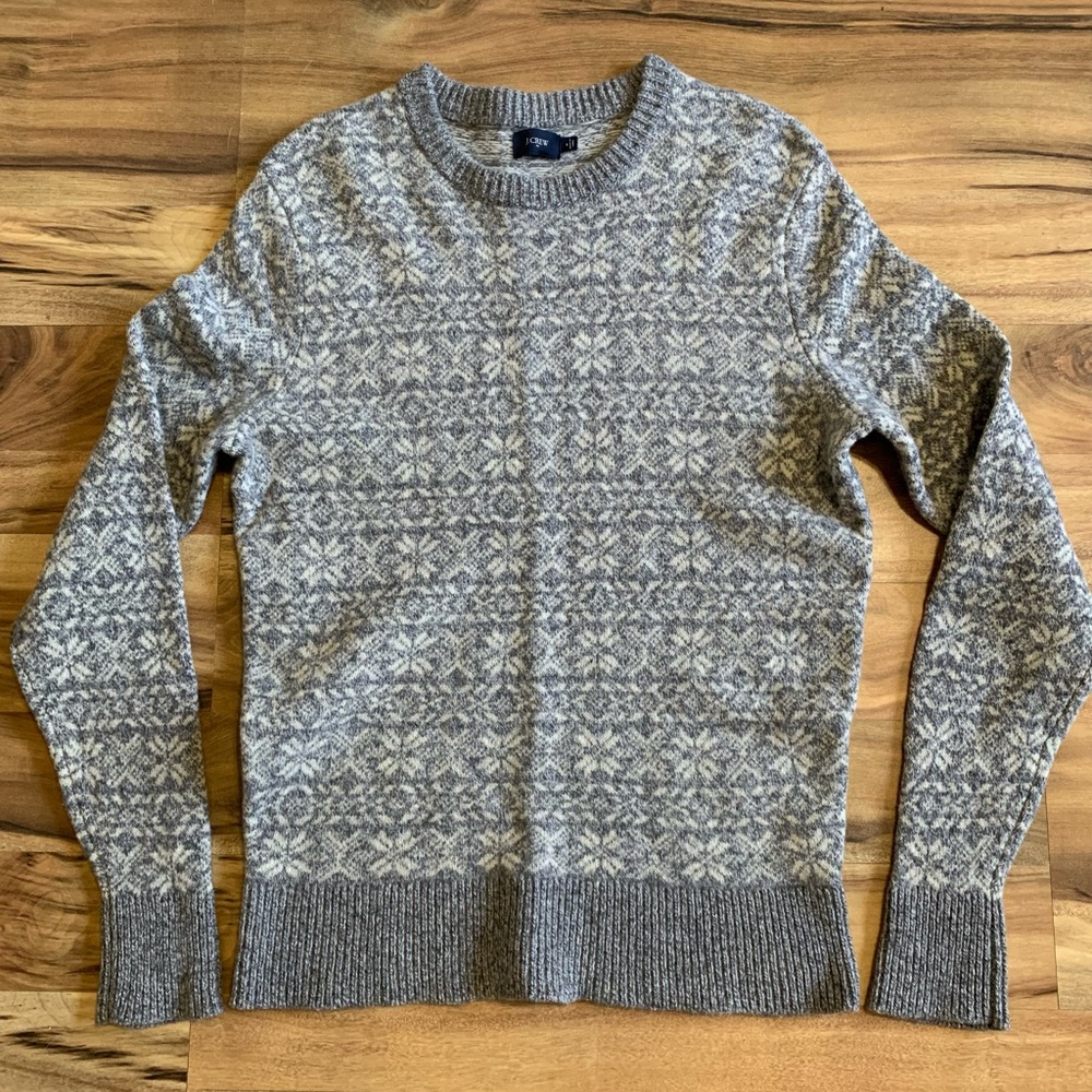 J. Crew Snowflake Print Crewneck Sweater